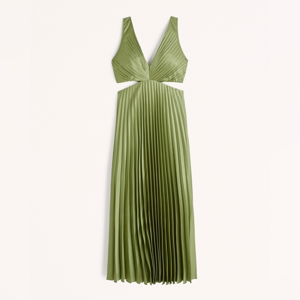 NWT Petite A&F Giselle Pleated Cutout Maxi Dress